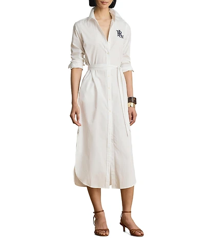 Lauren Ralph Lauren Woven Point Collar Long Sleeve Shirt Dress