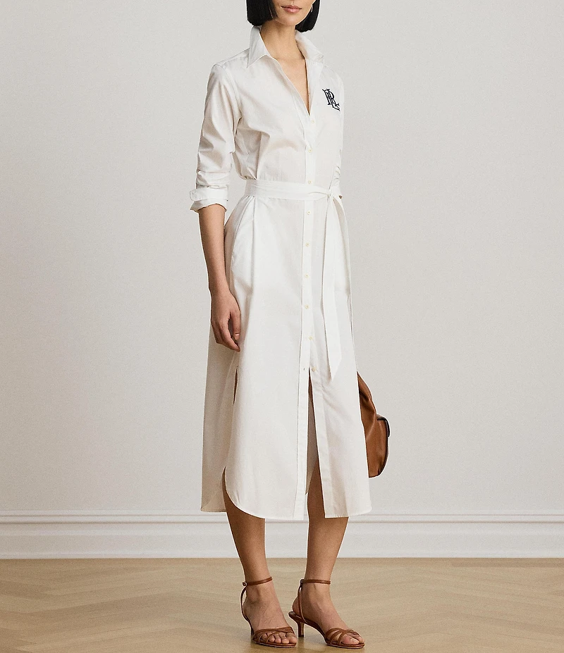 Lauren Ralph Lauren Woven Point Collar Long Sleeve Shirt Dress