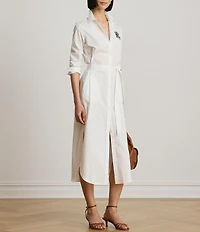 Lauren Ralph Lauren Woven Point Collar Long Sleeve Shirt Dress