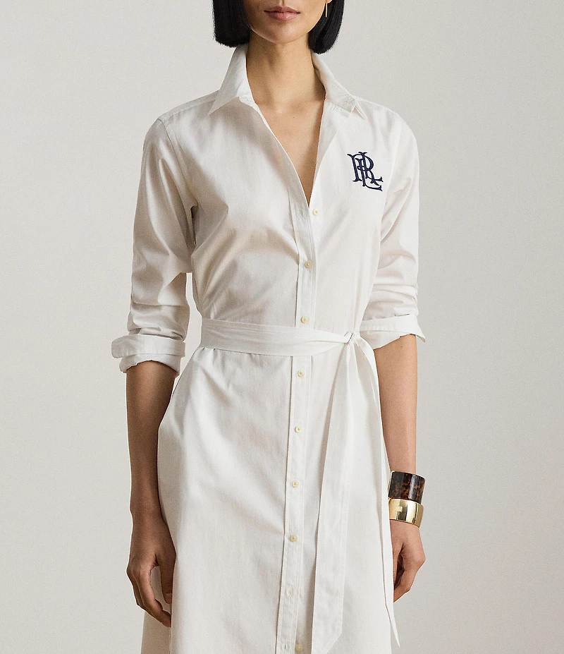 Lauren Ralph Lauren Woven Point Collar Long Sleeve Shirt Dress
