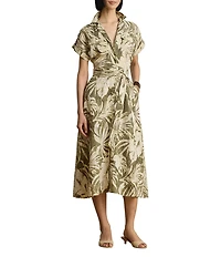 Lauren Ralph Lauren Woven Print Camp Notch Collar Short Sleeve A-Line Dress