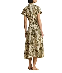 Lauren Ralph Lauren Woven Print Camp Notch Collar Short Sleeve A-Line Dress