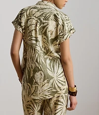 Lauren Ralph Lauren Woven Print Point Collar Short Sleeve Sport Shirt
