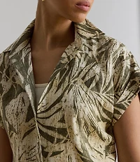 Lauren Ralph Lauren Woven Print Point Collar Short Sleeve Sport Shirt