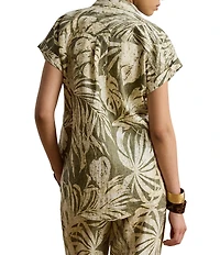 Lauren Ralph Lauren Woven Print Point Collar Short Sleeve Sport Shirt