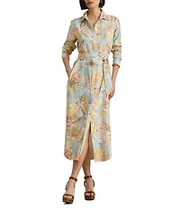 Lauren Ralph Lauren Woven Printed Point Collar Long Sleeve Shirt Dress