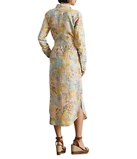 Lauren Ralph Lauren Woven Printed Point Collar Long Sleeve Shirt Dress