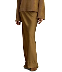 Lauren Ralph Lauren Woven Satin Charmeuse Elasticized Waist A-Line Coordinating Maxi Skirt