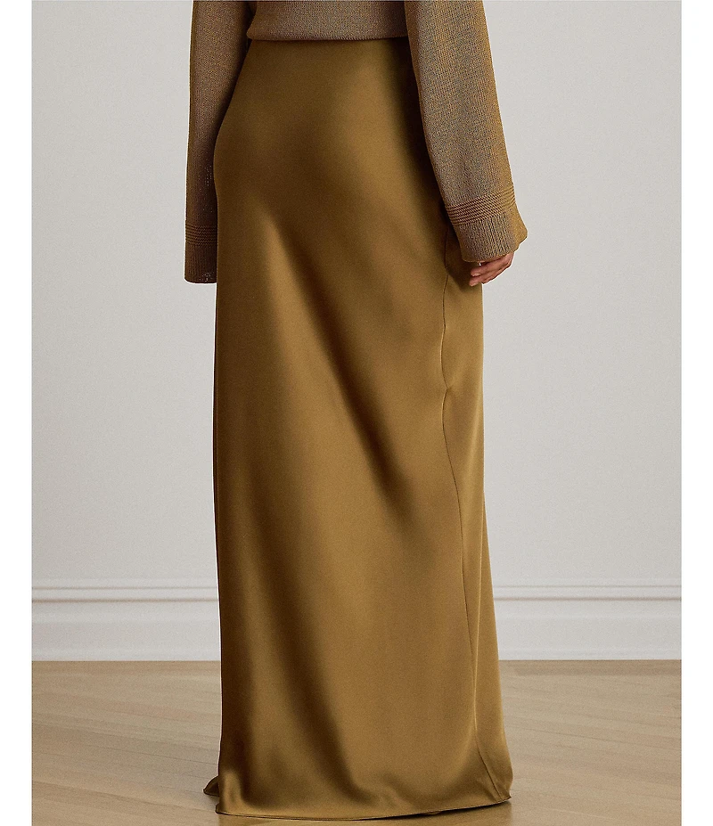 Lauren Ralph Lauren Woven Satin Charmeuse Elasticized Waist A-Line Coordinating Maxi Skirt