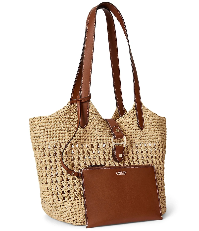 Lauren Ralph Lauren Tasha Large Woven Belted Tote Bag