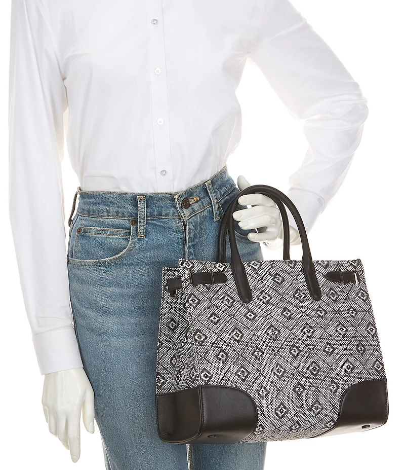Lauren Ralph Lauren Devyn Woven Straw Medium Tote Bag