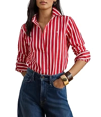Lauren Ralph Lauren Woven Stripe Point Collar Long Sleeve Button Front Shirt