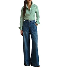 Lauren Ralph Lauren Woven Stripe Point Collar Long Sleeve Button-Front Shirt