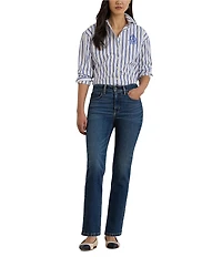 Lauren Ralph Lauren Woven Striped Point Collar Long Sleeve Shirt