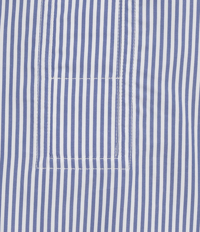 Lauren Ralph Lauren Woven Striped Spread Collar Long Sleeve Cropped Shirt