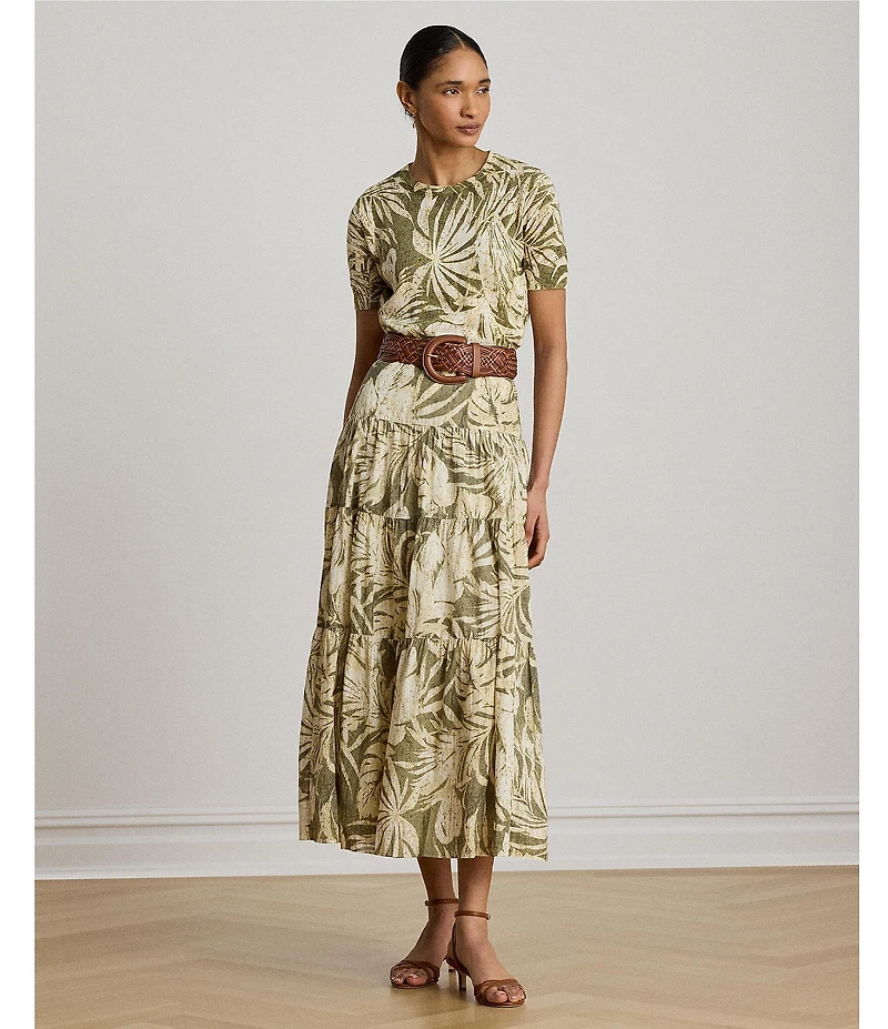 Lauren Ralph Lauren Woven Voile Print Tiered Skirt