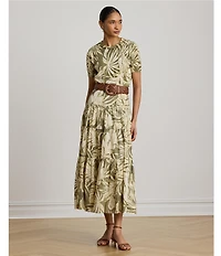 Lauren Ralph Lauren Woven Voile Print Tiered Skirt