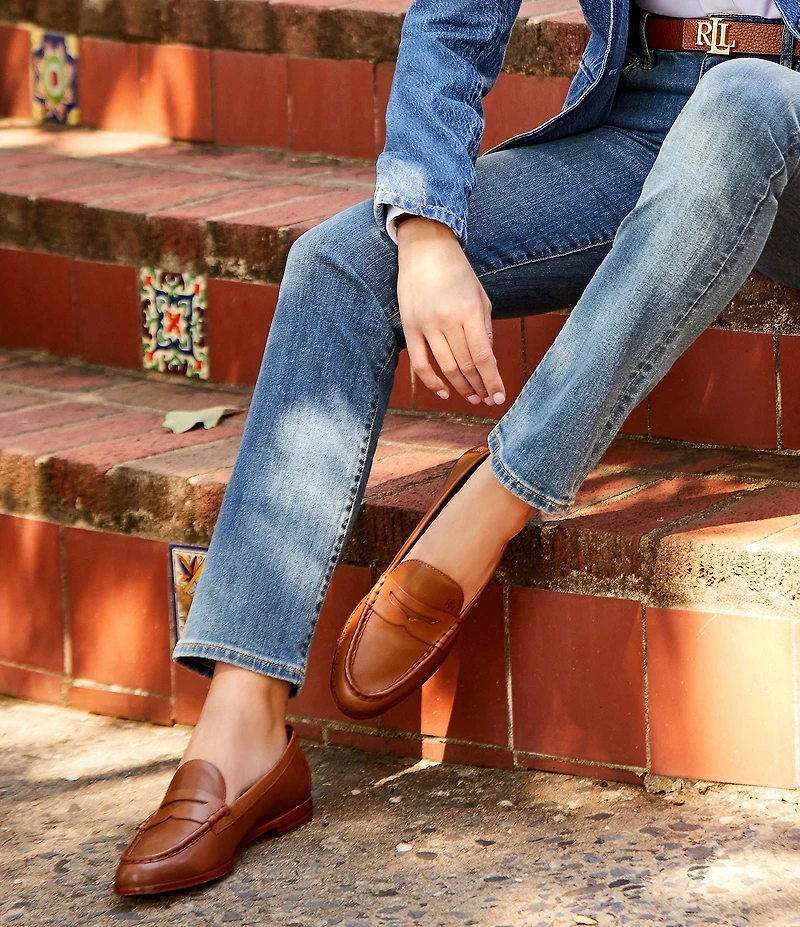 Lauren Ralph Lauren Wynnie Burnished Leather Penny Loafers