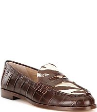 Lauren Ralph Lauren Wynnie Zebra Print Crocodile Embossed Penny Loafers