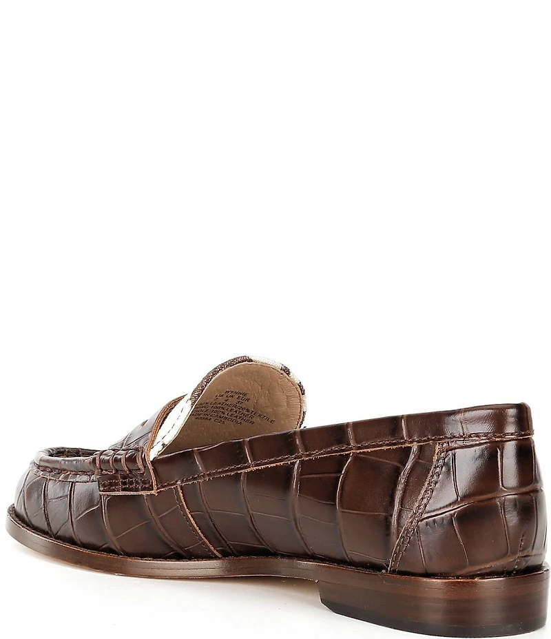 Lauren Ralph Lauren Wynnie Zebra Print Crocodile Embossed Penny Loafers