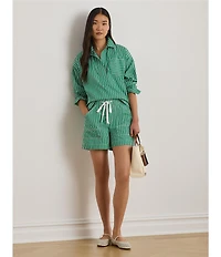 Lauren Ralph Lauren Yarn-Dyed Cotton Broadcloth Stripe Spread Collar Long Sleeve Coordinating Boxy Shirt