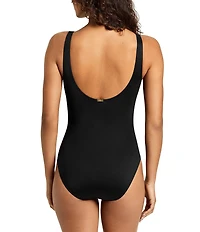 Lauren Ralph Lauren Zebra Jacquard Front Rectangle Ring Underwire V-Neck One Piece Swimsuit