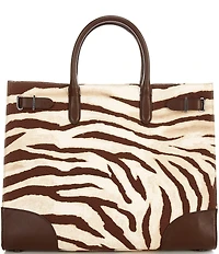 Lauren Ralph Lauren Zebra-Print Canvas Large Devyn Satchel Bag