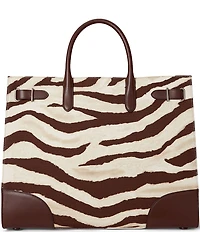 Lauren Ralph Lauren Zebra-Print Canvas Large Devyn Satchel Bag