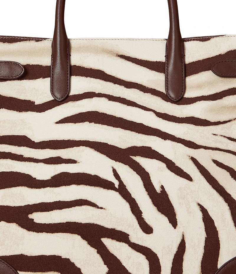 Lauren Ralph Lauren Zebra-Print Canvas Large Devyn Satchel Bag