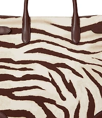 Lauren Ralph Lauren Zebra-Print Canvas Large Devyn Satchel Bag