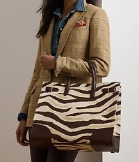 Lauren Ralph Lauren Zebra-Print Canvas Large Devyn Satchel Bag