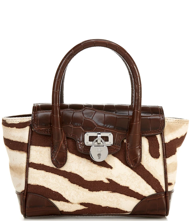 Lauren Ralph Lauren Tanner Small Zebra Print Padlock Satchel Bag