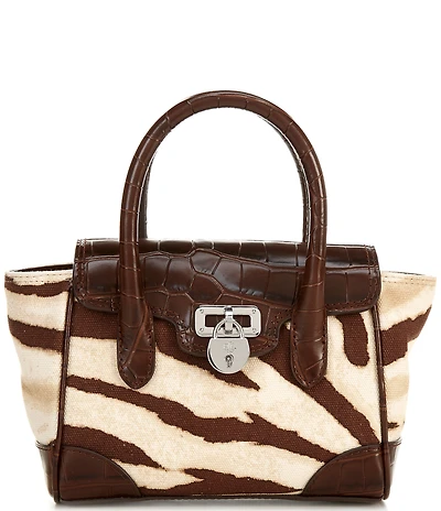 Lauren Ralph Lauren Zebra-Print Canvas Small Tanner Satchel Bag