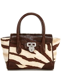 Lauren Ralph Lauren Tanner Small Zebra Print Padlock Satchel Bag