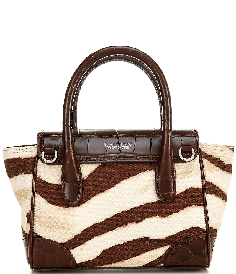 Lauren Ralph Lauren Tanner Small Zebra Print Padlock Satchel Bag