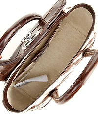 Lauren Ralph Lauren Tanner Small Zebra Print Padlock Satchel Bag