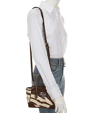 Lauren Ralph Lauren Tanner Small Zebra Print Padlock Satchel Bag