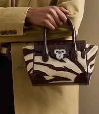 Lauren Ralph Lauren Tanner Small Zebra Print Padlock Satchel Bag