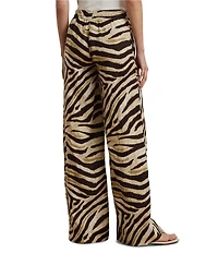 Lauren Ralph Lauren Zebra Print Linen Wide-Leg Pull-On Pants