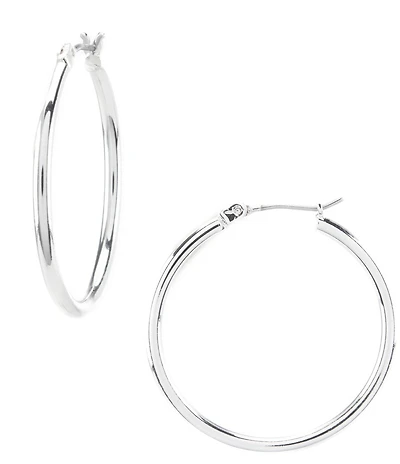 Lauren Ralph Lauren Silver Thin Hoop Earrings