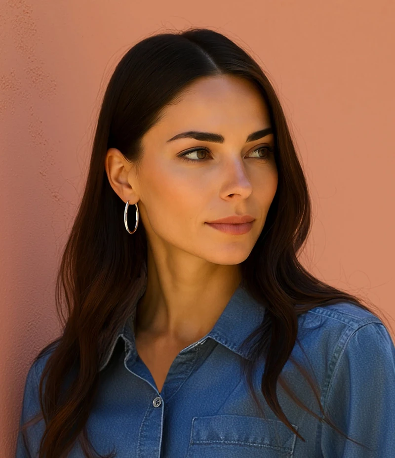 Lauren Ralph Lauren Silver Thin Hoop Earrings