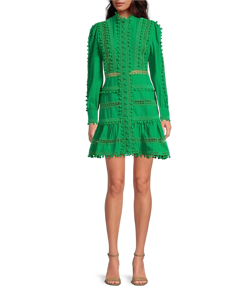 Layered With Love Carla Woven Mock Neck Long Sleeves Ruffle Tiered Hem Fit & Flare Mini Dress