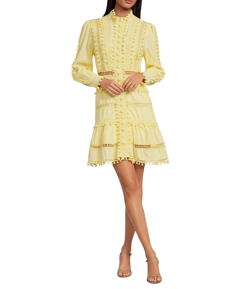 Layered With Love Carla Woven Mock Neck Long Sleeves Ruffle Tiered Hem Fit & Flare Mini Dress