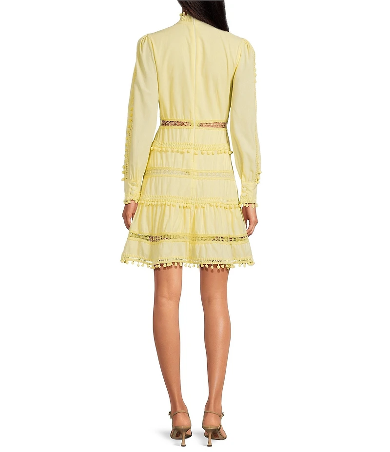 Layered With Love Carla Woven Mock Neck Long Sleeves Ruffle Tiered Hem Fit & Flare Mini Dress