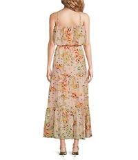 Layered With Love Cassia Square Neck Sleeveless Citrus Fruit Print Embroidered Eyelet Maxi Dress