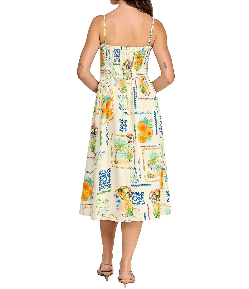 Layered With Love Cecilia Postcard Print Midi Dress