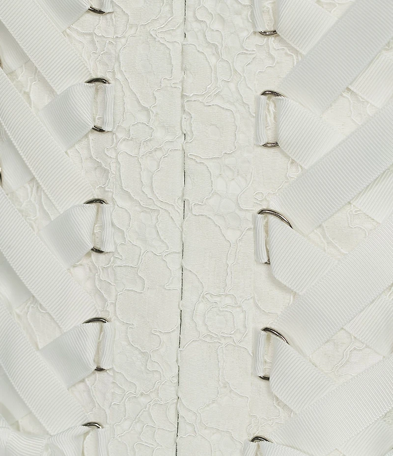 Layered With Love Celia Sateen Square Neck Sleeveless Lace Up Back Detail Mini Dress