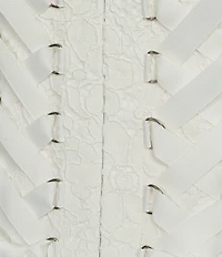 Layered With Love Celia Sateen Square Neck Sleeveless Lace Up Back Detail Mini Dress