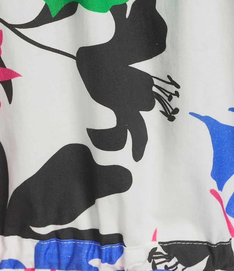 Layered With Love Crew Neck 3/4 Sleeve Printed Cotton Poplin A-Line Mini Dress