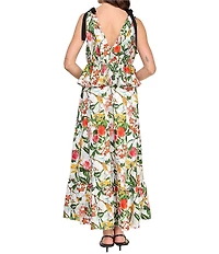 Layered With Love Daniela Floral Print V-Neck Sleeveless Peplum Maxi Dress